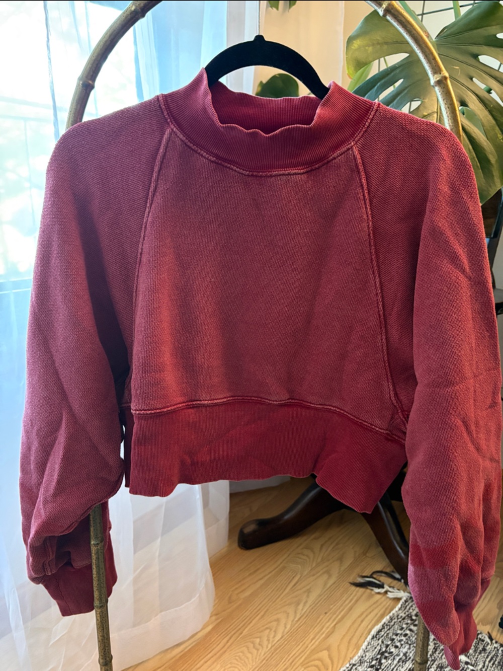 Free People Crop Mock Neck Sweatshirt